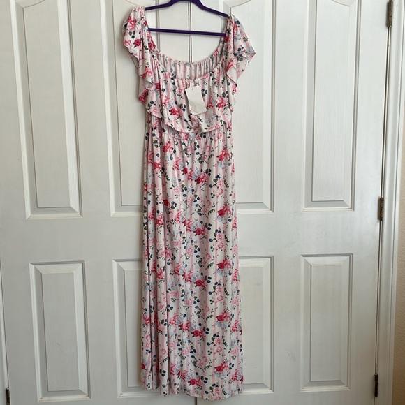 Ninexis Women’s off the shoulder long maxi  pink floral. New - Picture 7 of 10